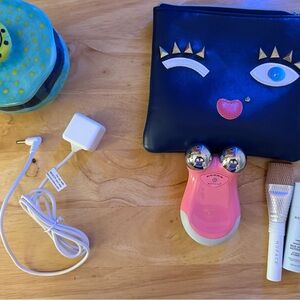 NuFACE Pink Facial Toner with FREE Cosmetic Pouch, brush, travel size